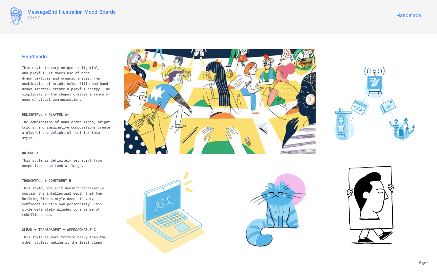 A mood board from the “Visual Landscape” phase in Putnam Studio’s work for MessageBird. Sourced from Illustration Identities Are Our Thing, by Ryan Putnam.
